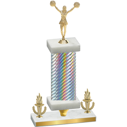 Premium Single Silver Carbon Fiber Victory Cheerleading Trophy