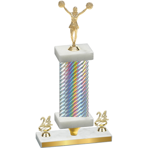 Premium Single Silver Carbon Fiber Year Cheerleading Trophy