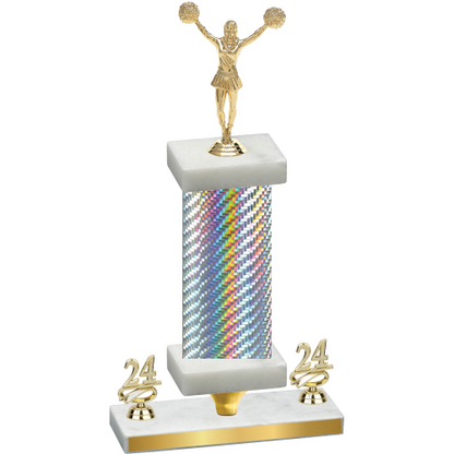 Premium Single Silver Carbon Fiber Year Cheerleading Trophy