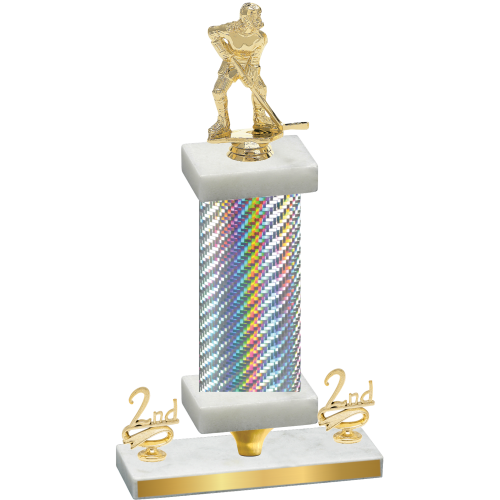 Premium Single Silver Carbon Fiber Second Place Hockey Trophy