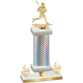 Premium Single Silver Carbon Fiber Fourth Place Lacrosse Trophy