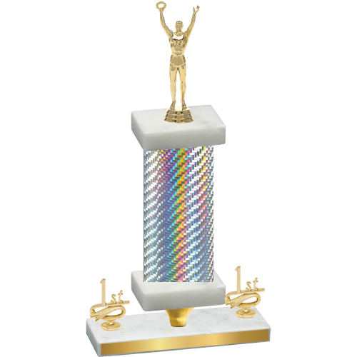 Premium Single Silver Carbon Fiber First Place Victory Trophy