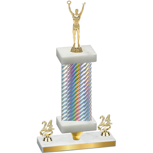 Premium Single Silver Carbon Fiber Year Victory Trophy