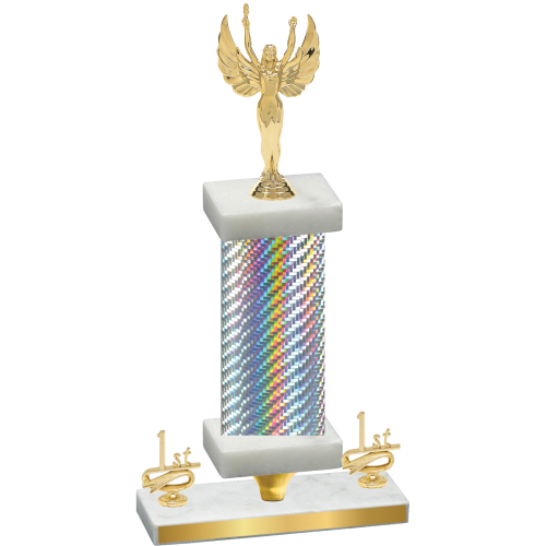 Premium Single Silver Carbon Fiber First Place Victory Trophy