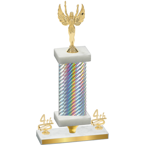 Premium Single Silver Carbon Fiber Fourth Place Victory Trophy