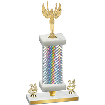 Premium Single Silver Carbon Fiber Year Victory Trophy