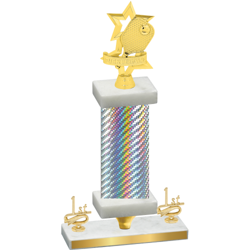 Premium Single Silver Carbon Fiber First Place Pickleball Trophy