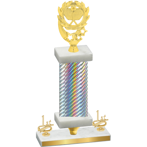 Premium Single Silver Carbon Fiber First Place Pickleball Trophy