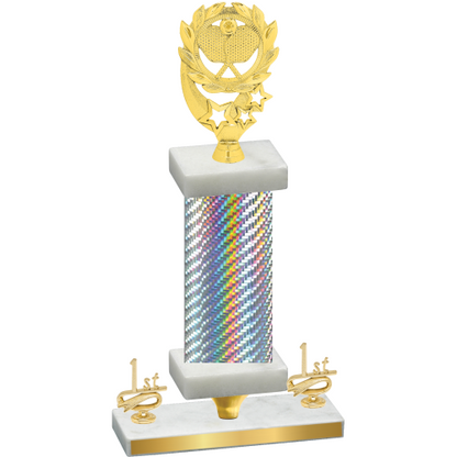 Premium Single Silver Carbon Fiber First Place Pickleball Trophy