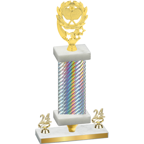 Premium Single Silver Carbon Fiber Year Pickleball Trophy