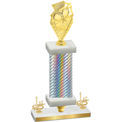 Premium Single Silver Carbon Fiber First Place Pickleball Trophy