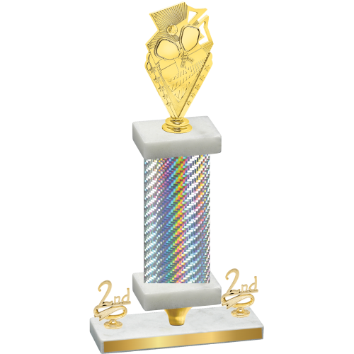 Premium Single Silver Carbon Fiber Second Place Pickleball Trophy