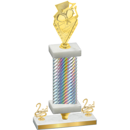 Premium Single Silver Carbon Fiber Second Place Pickleball Trophy