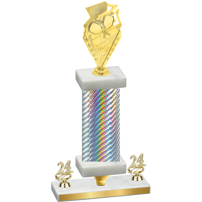 Premium Single Silver Carbon Fiber Year Pickleball Trophy