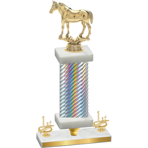 Premium Single Silver Carbon Fiber First Place Horses Trophy