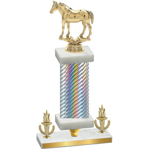 Premium Single Silver Carbon Fiber Victory Horses Trophy