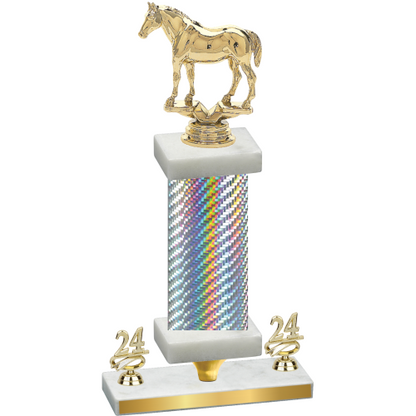 Premium Single Silver Carbon Fiber Year Horses Trophy