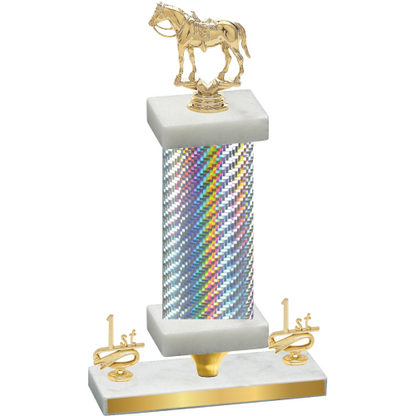 Premium Single Silver Carbon Fiber First Place Horses Trophy