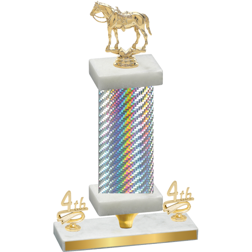 Premium Single Silver Carbon Fiber Fourth Place Horses Trophy