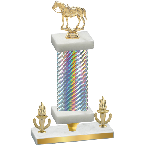 Premium Single Silver Carbon Fiber Victory Horses Trophy