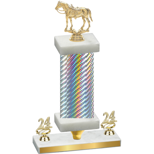 Premium Single Silver Carbon Fiber Year Horses Trophy