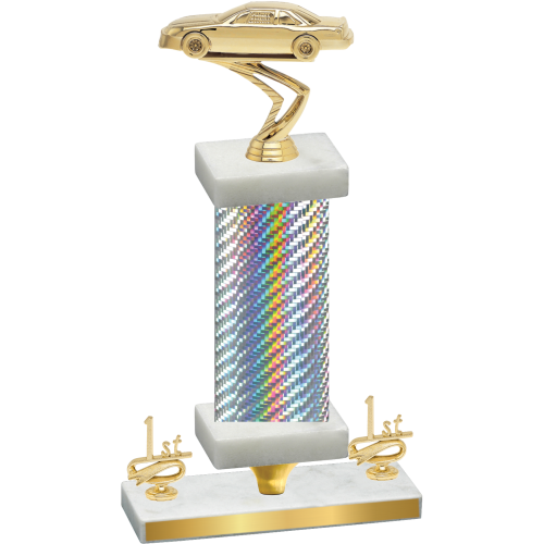 Premium Single Silver Carbon Fiber First Place Cars Trophy