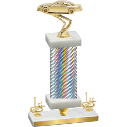 Premium Single Silver Carbon Fiber First Place Cars Trophy