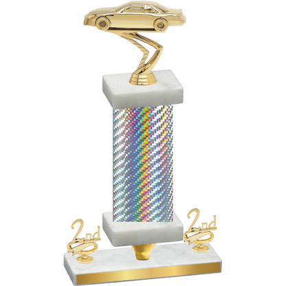 Premium Single Silver Carbon Fiber Second Place Cars Trophy