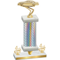 Premium Single Silver Carbon Fiber Fourth Place Cars Trophy