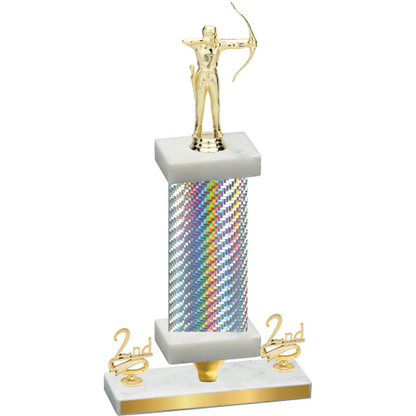 Premium Single Silver Carbon Fiber Second Place Archery Trophy