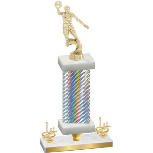 Premium Single Silver Carbon Fiber First Place Basketball Trophy