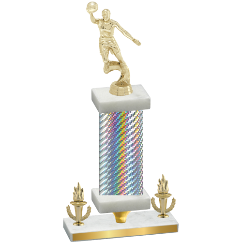 Premium Single Silver Carbon Fiber Victory Basketball Trophy