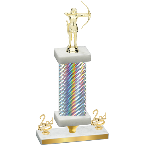 Premium Single Silver Carbon Fiber Second Place Archery Trophy