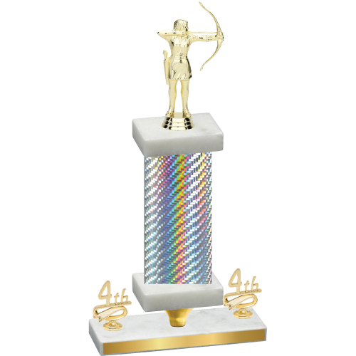 Premium Single Silver Carbon Fiber Fourth Place Archery Trophy