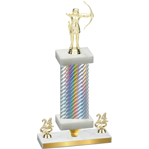 Premium Single Silver Carbon Fiber Year Archery Trophy