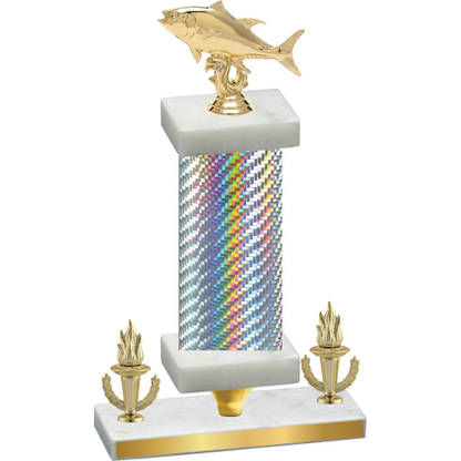 Premium Single Silver Carbon Fiber Victory Fishing Trophy