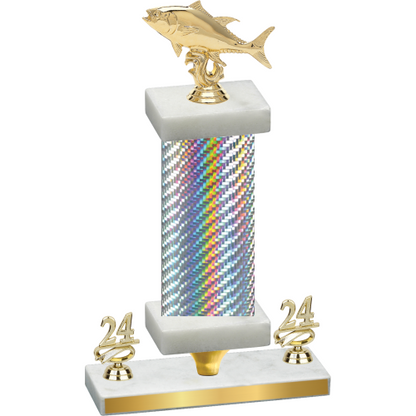 Premium Single Silver Carbon Fiber Year Fishing Trophy