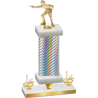 Premium Single Silver Carbon Fiber First Place Shooter Trophy