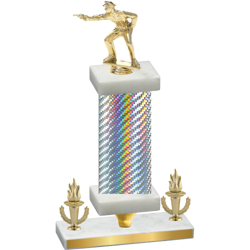 Premium Single Silver Carbon Fiber Victory Shooter Trophy