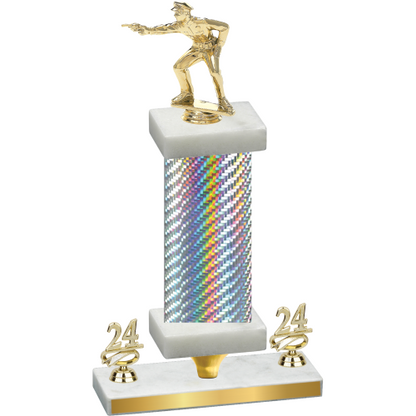 Premium Single Silver Carbon Fiber Year Shooter Trophy