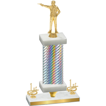 Premium Single Silver Carbon Fiber First Place Shooter Trophy