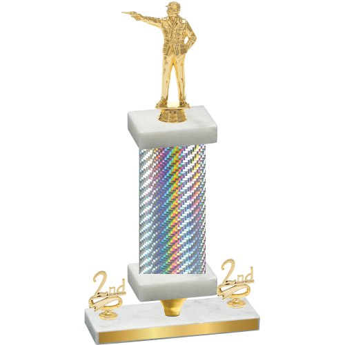 Premium Single Silver Carbon Fiber Second Place Shooter Trophy