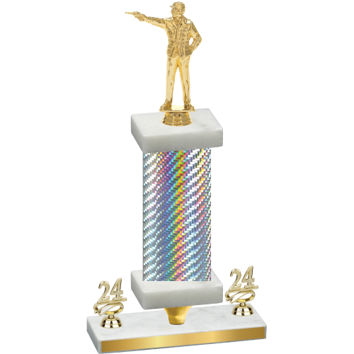 Premium Single Silver Carbon Fiber Year Shooter Trophy