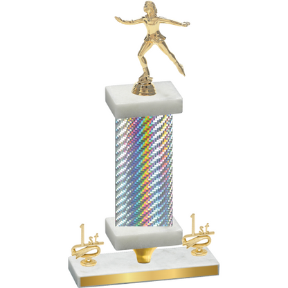 Premium Single Silver Carbon Fiber First Place Skater Trophy