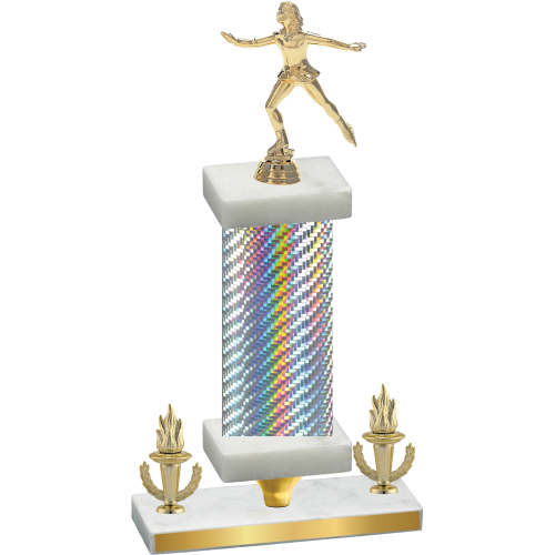 Premium Single Silver Carbon Fiber Victory Skater Trophy