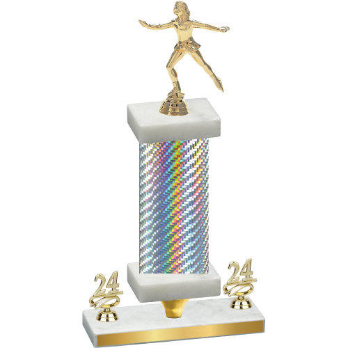 Premium Single Silver Carbon Fiber Year Skater Trophy