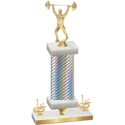 Premium Single Silver Carbon Fiber First Place Weights Trophy