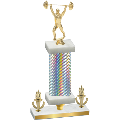 Premium Single Silver Carbon Fiber Victory Weights Trophy