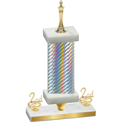 Premium Single Silver Carbon Fiber Second Place Chess Trophy