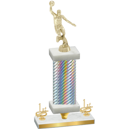 Premium Single Silver Carbon Fiber First Place Basketball Trophy